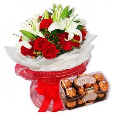 Rose and lilly with chocolates