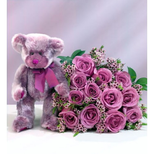 purple teddy bear roses