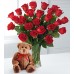 24  Roses Vase with Bear