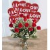 Roses in a Vase With 6 pcs I Love You Balloons