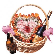 Heart Shaped Basket Full Of Roses