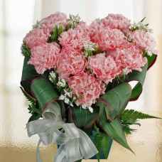 10 Pink Carnations Heart-Shape Arrangement 