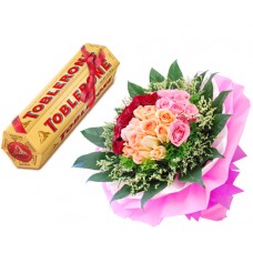 36 Mixed Roses WIth Toblerone