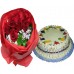 12 Red Roses with Fruity Marble Cake 