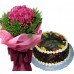 48 Pink Roses with Fruity Choco Cake