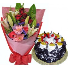 Flowers with Black Forest Cake