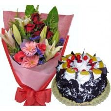 Flowers with Black Forest Cake