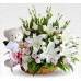 White Flowers with Teddy Bear